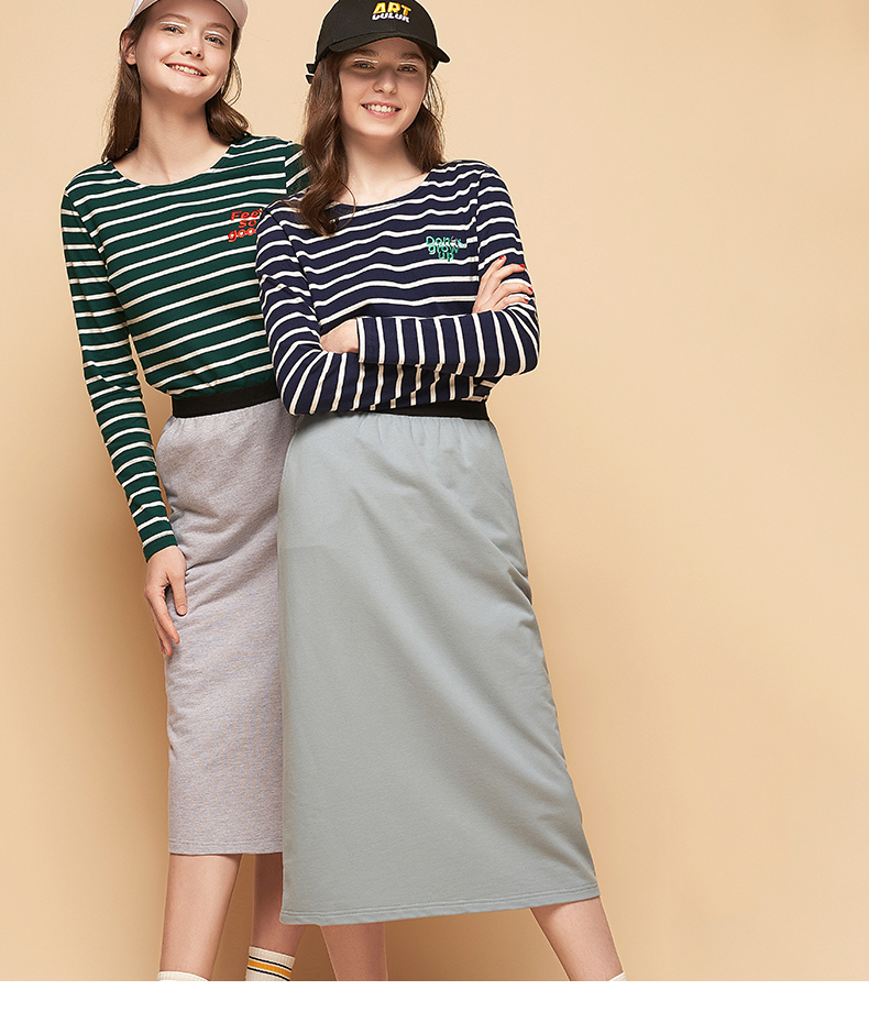 初语简约松紧腰港味h型半身裙女时尚裙