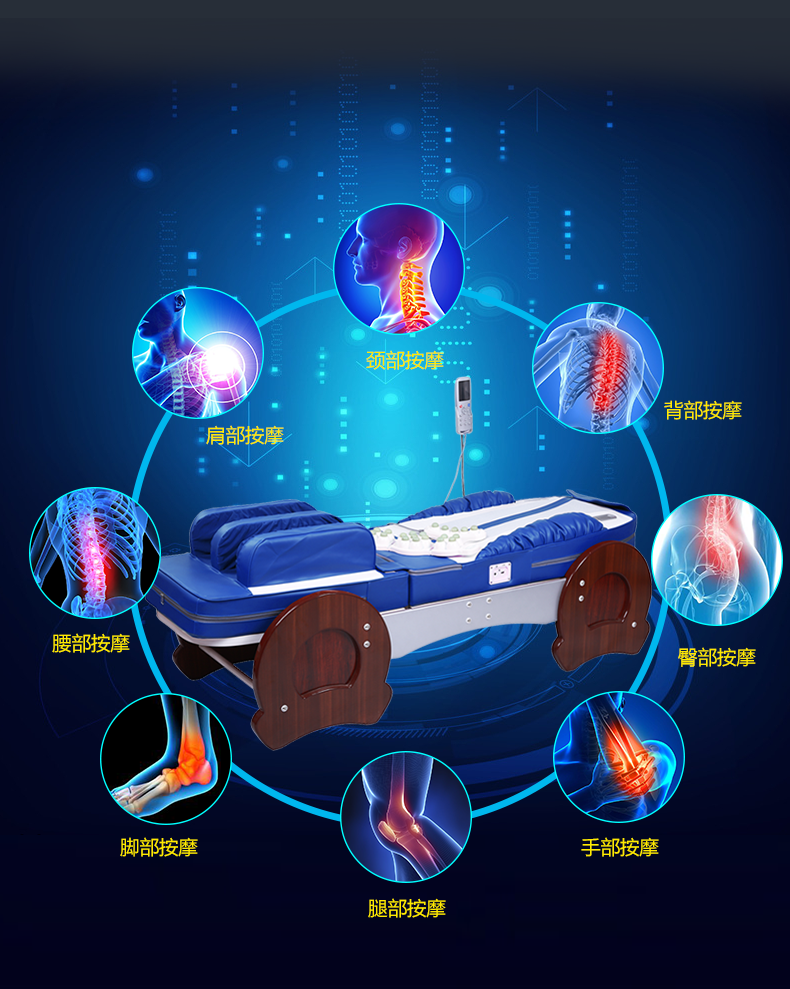 3d舉頂腿部氣囊溫玉按摩床多功能溫熱理療床家用電動全自動玉石加熱