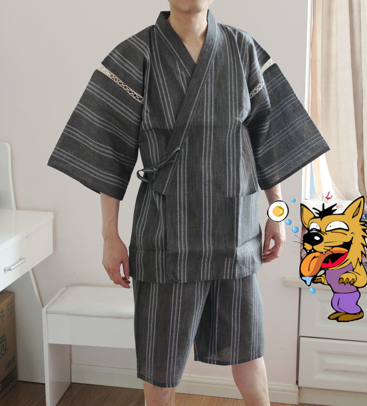 qma新款外贸日本春夏季棉男甚平浴衣和服日式睡衣和服家居服短袖睡衣
