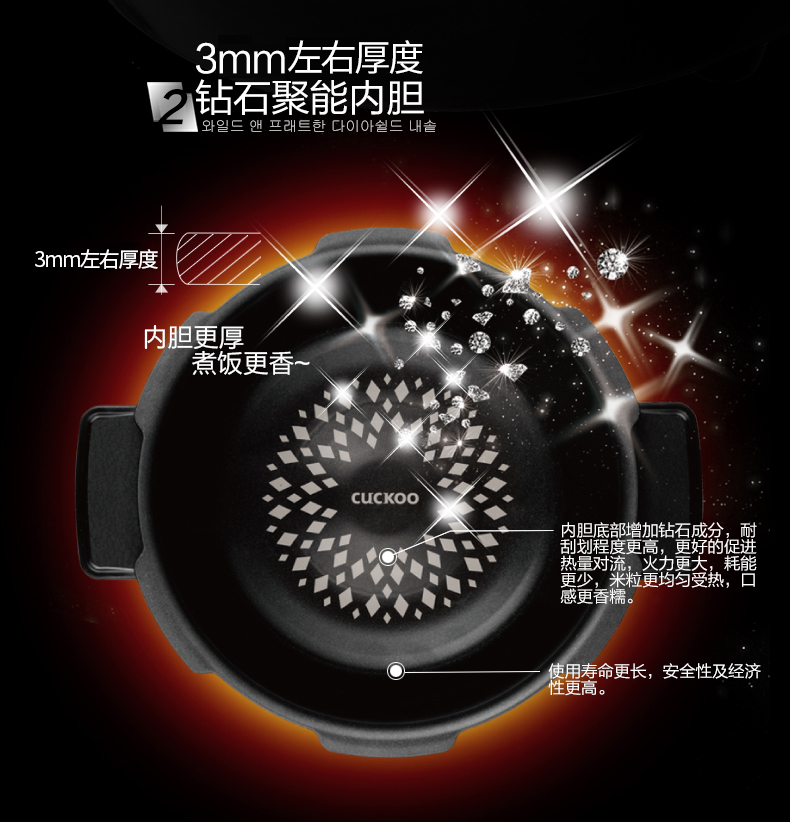 福库（CUCKOO）CRP-HZ0682FR进口IH电磁加热高压智能迷你电饭煲3L其他钻石聚能内胆