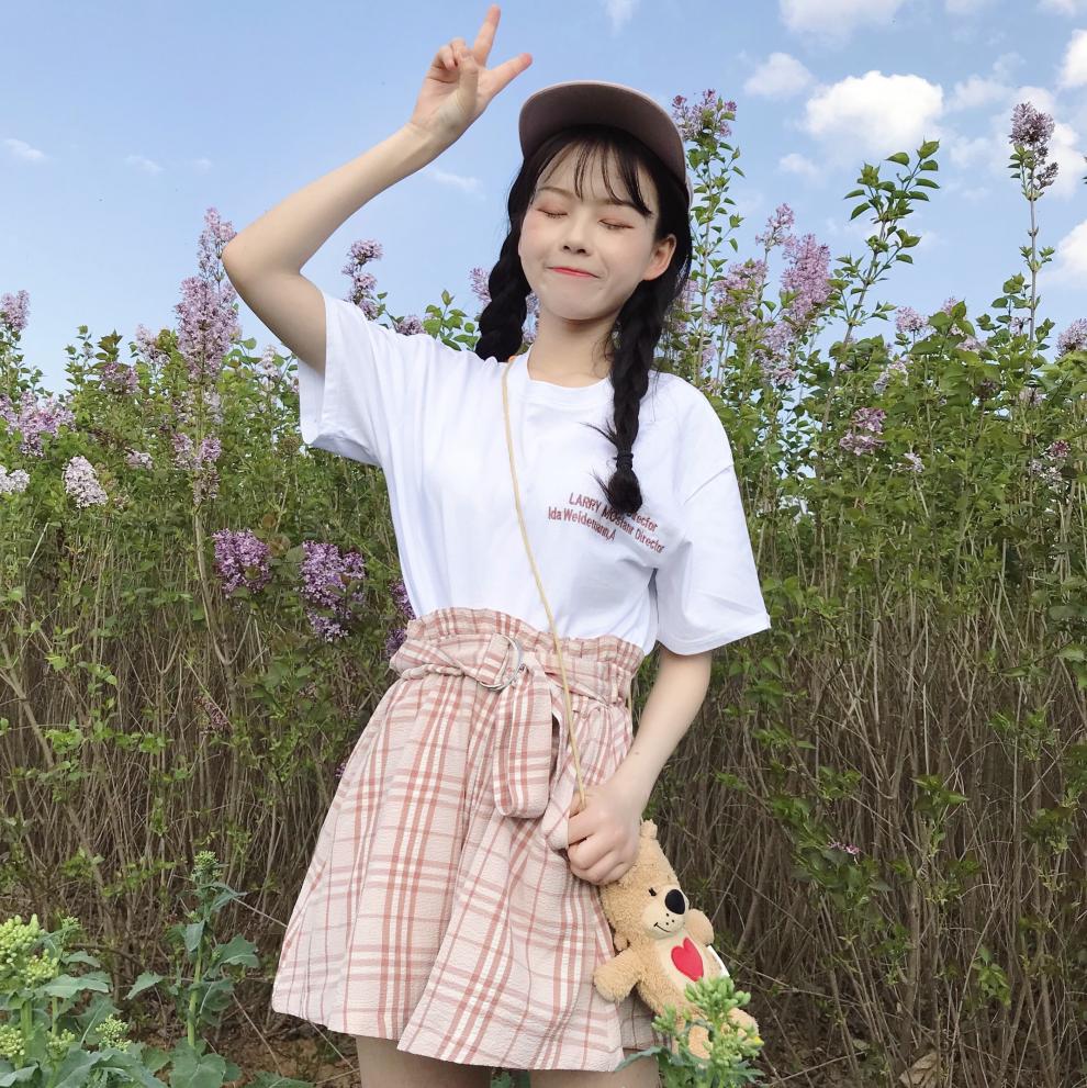 韩版时尚休闲套装夏装女装字母刺绣宽松短袖t恤上衣阔腿裤两件套黑色