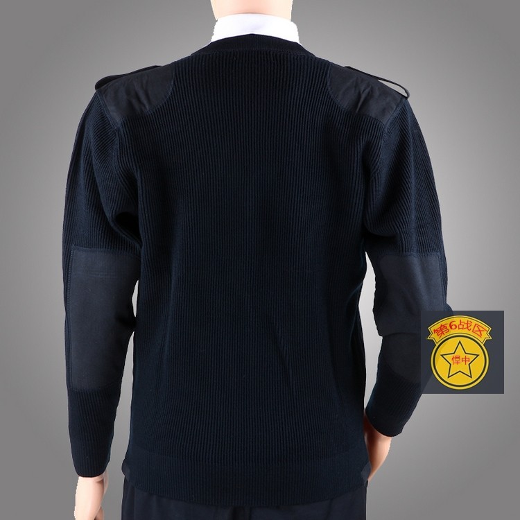 hoscene配发正品07式海毛衣军官海蓝v领纯羊毛套头线衫士官绒衣大码