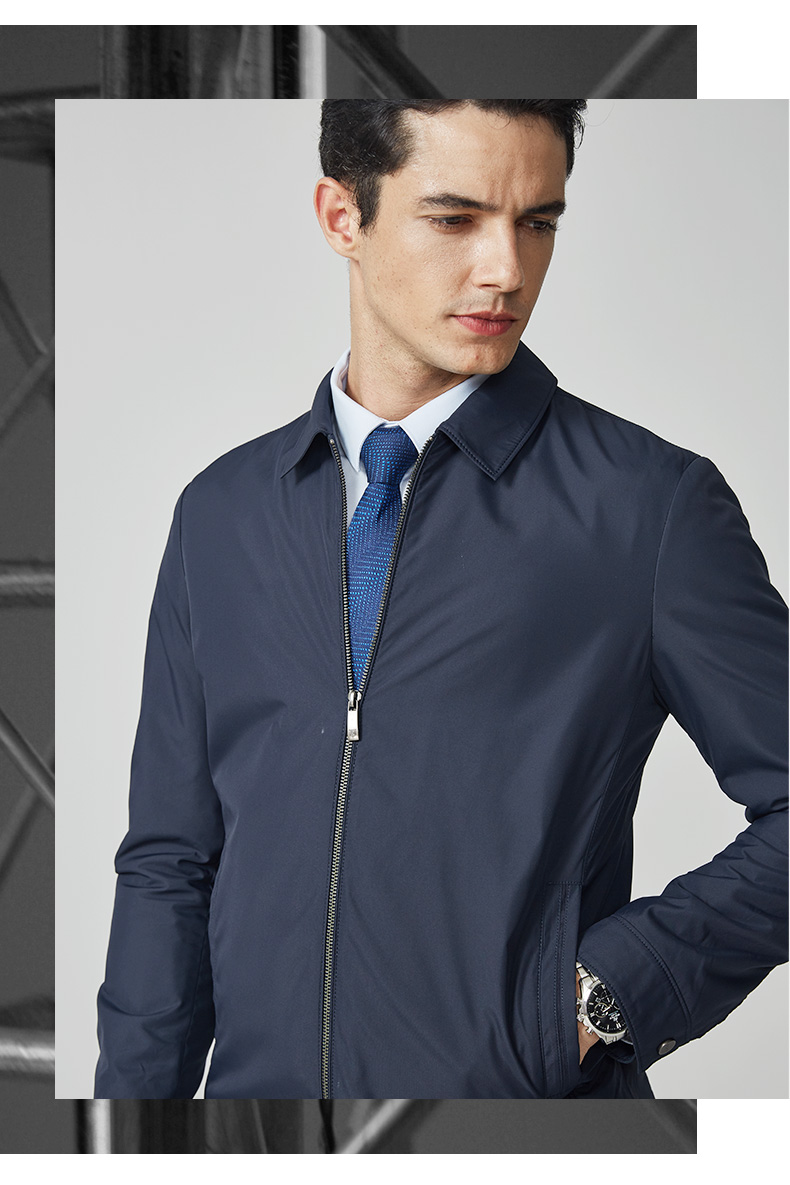 九牧王男装夹克男冬外套男士中年商务休闲翻领夹克衫官方旗舰店 立领