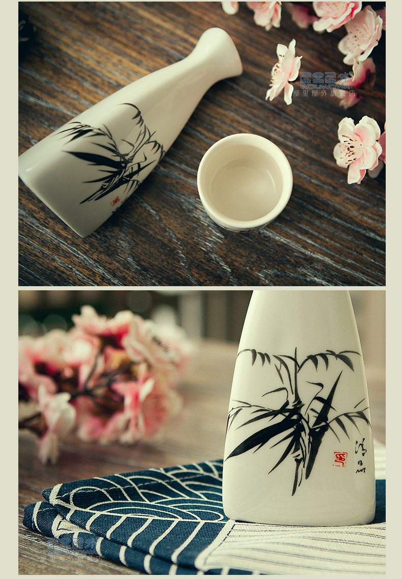 创意日式白酒酒具套装陶瓷家用白酒杯水墨风陶瓷烈酒杯酒壶喝酒杯