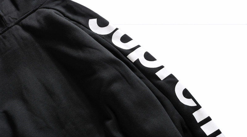 supreme春秋冬新款套头连帽情侣卫衣男女外套加绒黑色