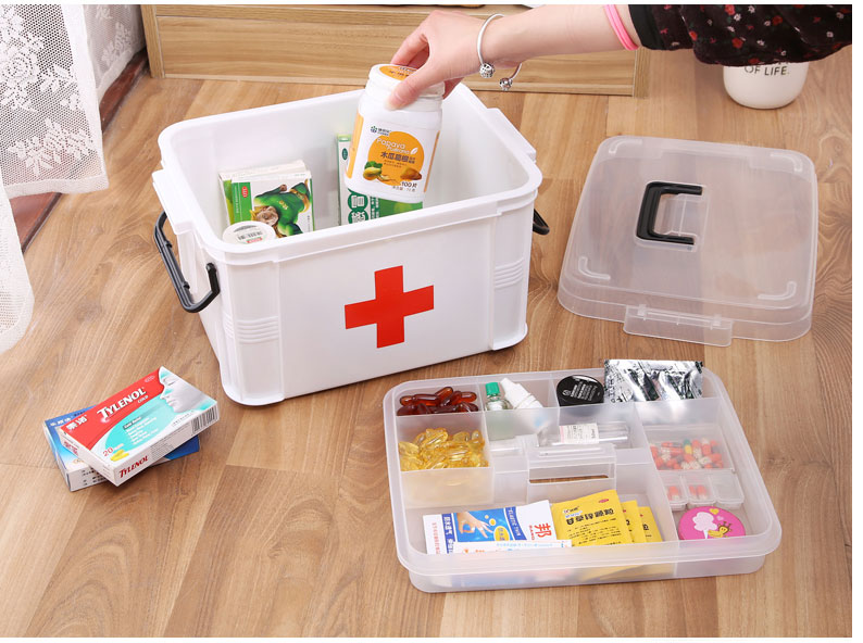 家庭儿童幼儿园大号医药箱多层急救箱保健收纳箱子家用塑料药品箱多