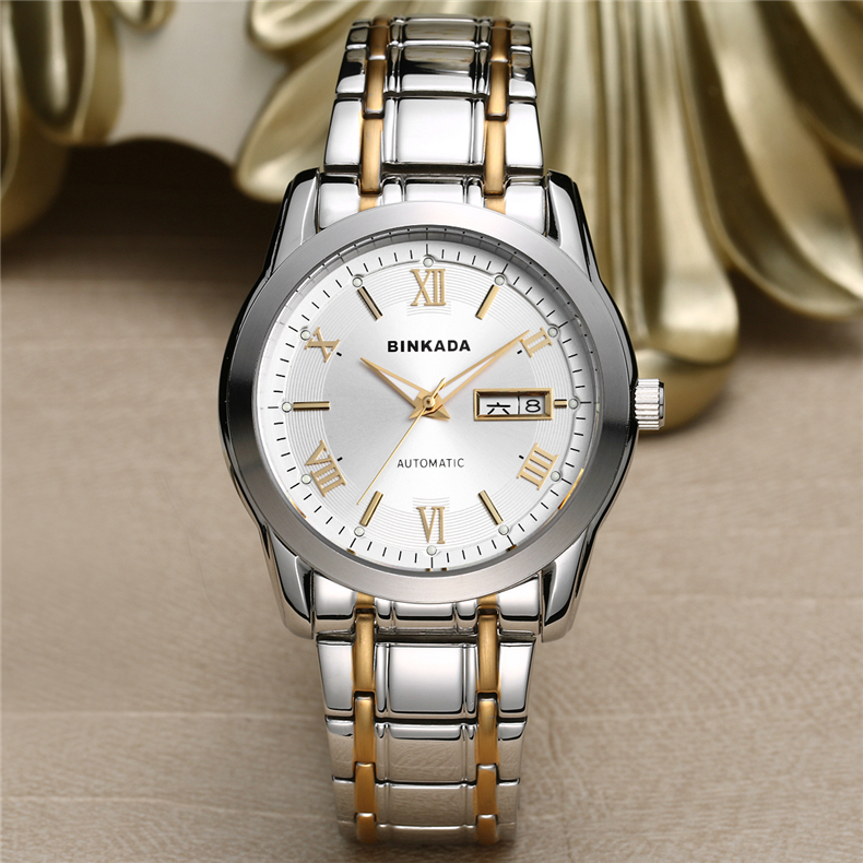 正品宾卡达binkada男士手表休闲时尚商务自动机械表男精钢防水休闲男