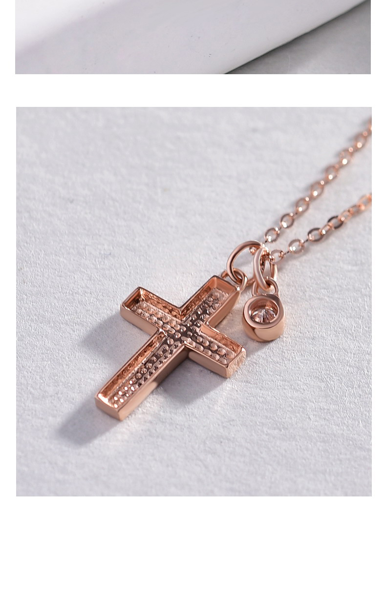 myqamra18k金玫瑰金十字架项链女士锁骨链彩金吊坠日韩版简约百搭