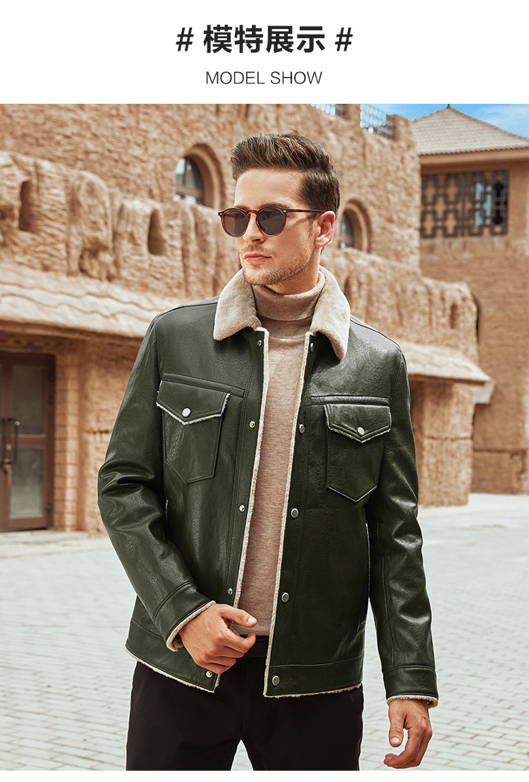enk2018冬季新款大翻毛领新款潮流超强保暖仿皮毛一体经典机车夹克版