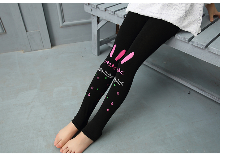 春装女童秋冬2018新款儿童加厚宝宝加绒大童卡通脚蹬裤长裤