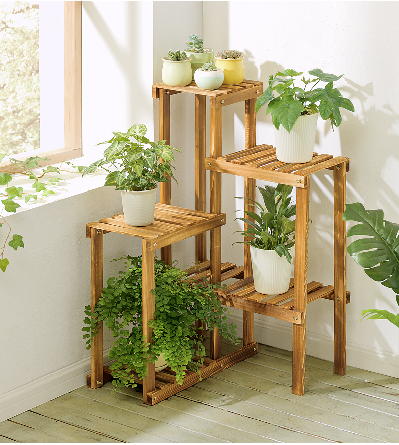 木马人(mumaren)花架smzwj009 木马人 简易实木花架/花几现代简约阳台