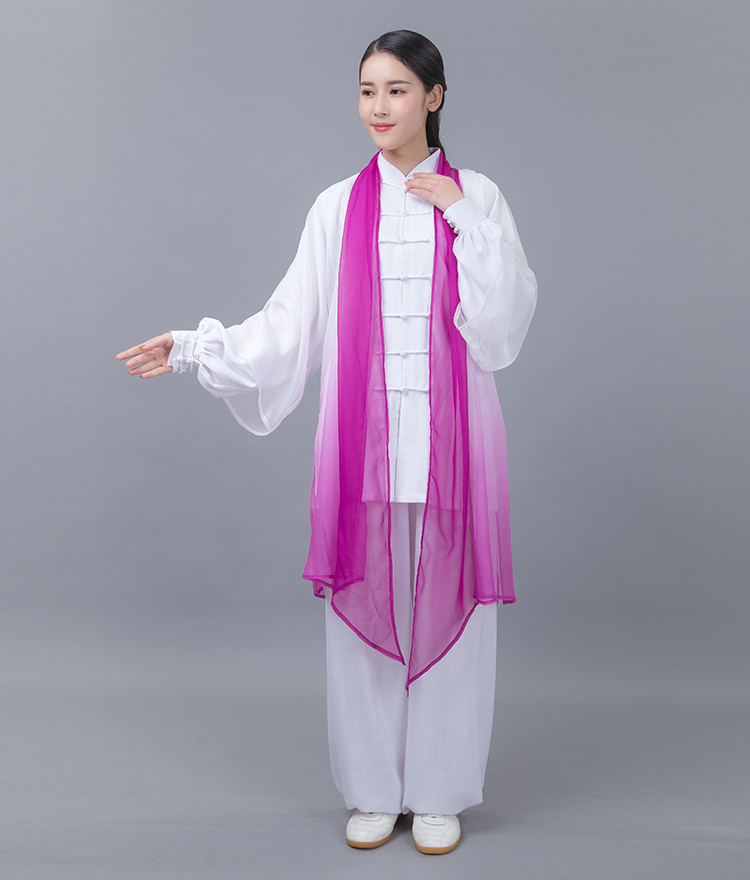 太极防晒外搭女团队太极服武术晨练春夏太极表演服装单件披纱玫红色