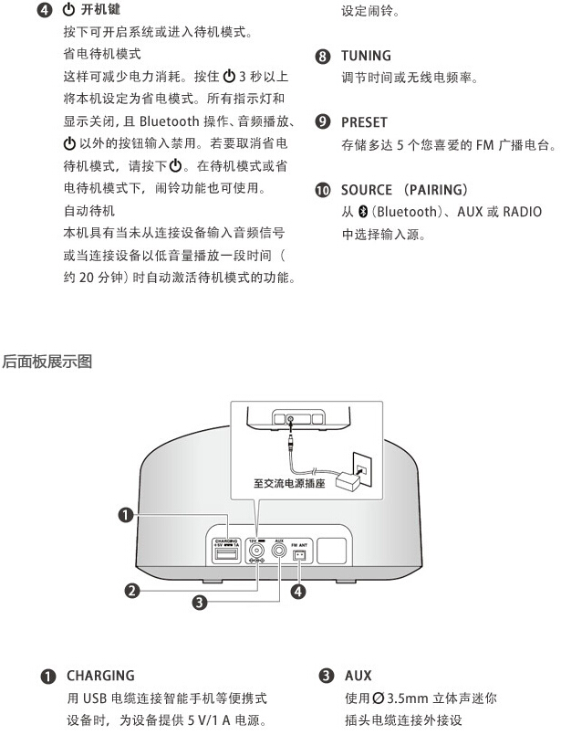 雅马哈（Yamaha）TSX-B15 迷你音响 蓝牙音箱 FM收音机 台式卧室床头音箱闹钟绿色