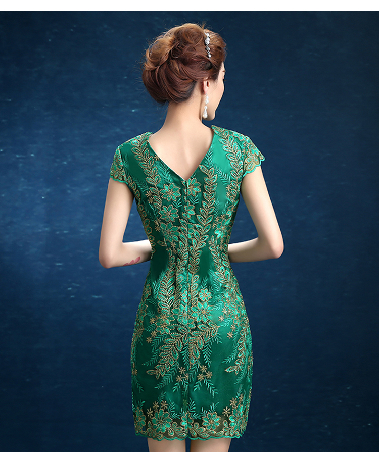 818款低领旗袍裙2020新款改良夏端庄大气短款连衣裙旗袍女定制款