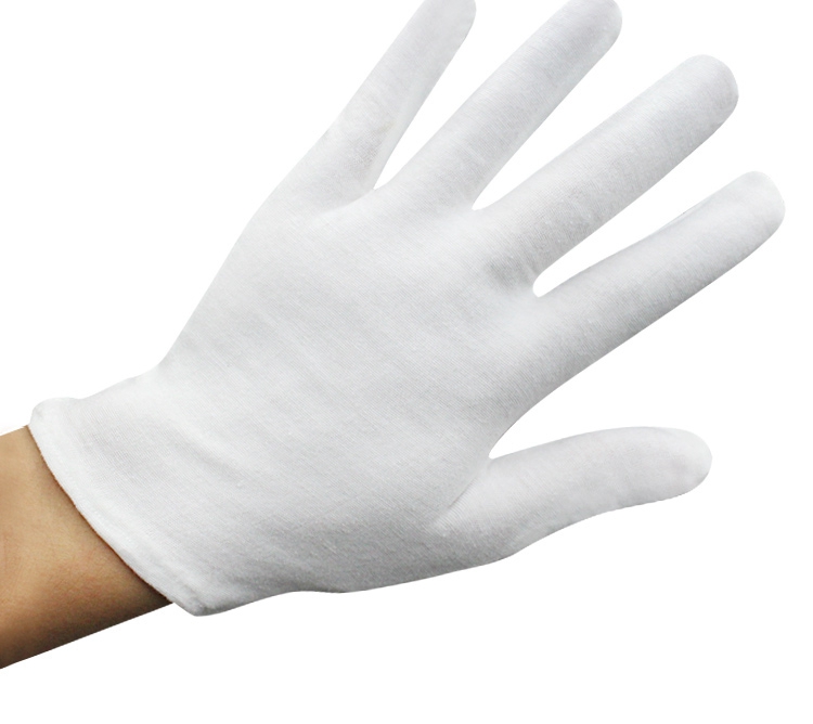 白色纯棉手套文玩礼仪汗布薄全棉男劳保作业防晒加厚盘珠手套批