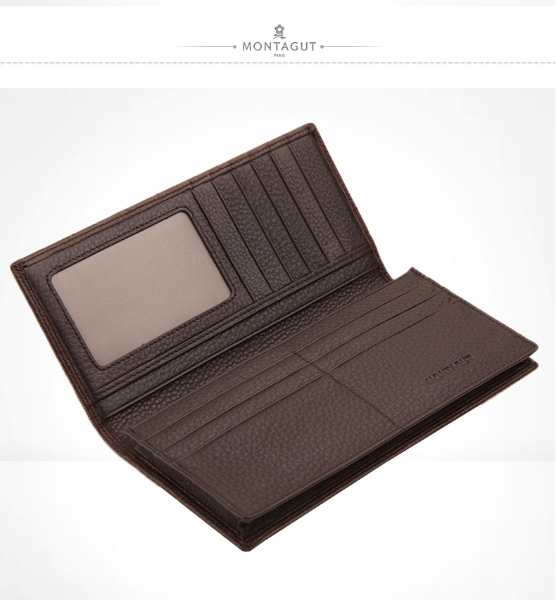 梦特娇钱包男士长款鹿皮加厚钱包时尚真皮多功能商务钱夹