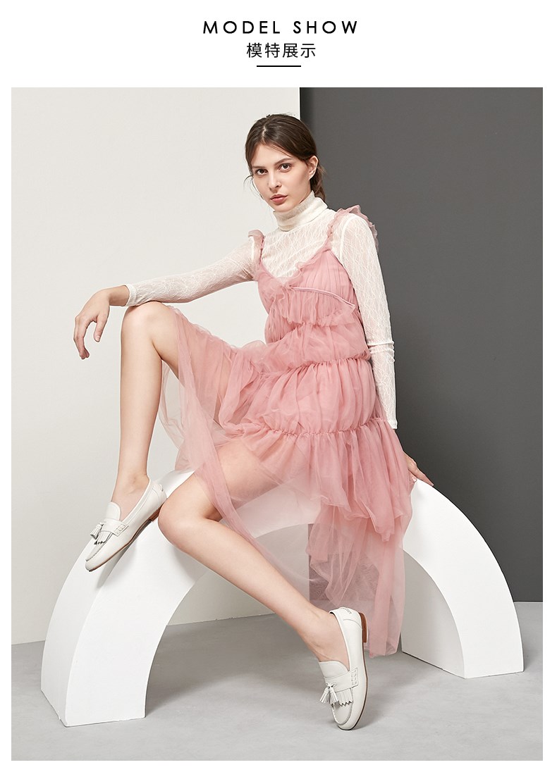 tata他她2019春粉色牛皮革复古流苏乐福鞋休闲女鞋damiuam9