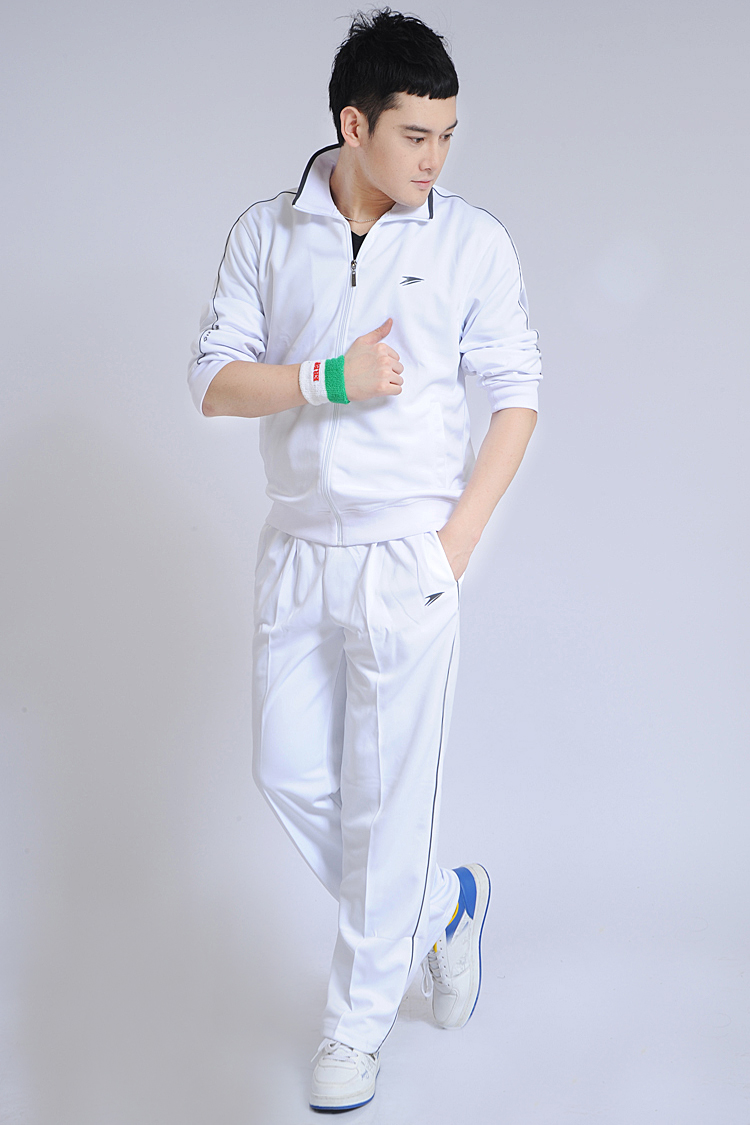 白色运动服套装男女春秋款南韩丝中老年服装