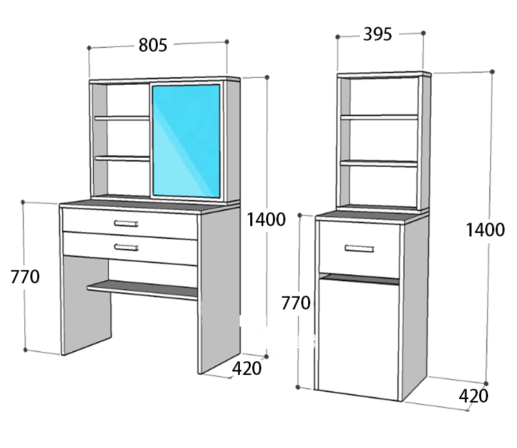 梳妆台尺寸样式图图片
