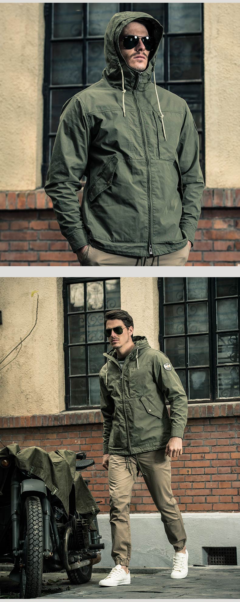 ak男装 军事轻复古连帽防风休闲青年中长夹克潮外套【价格 图片 品牌