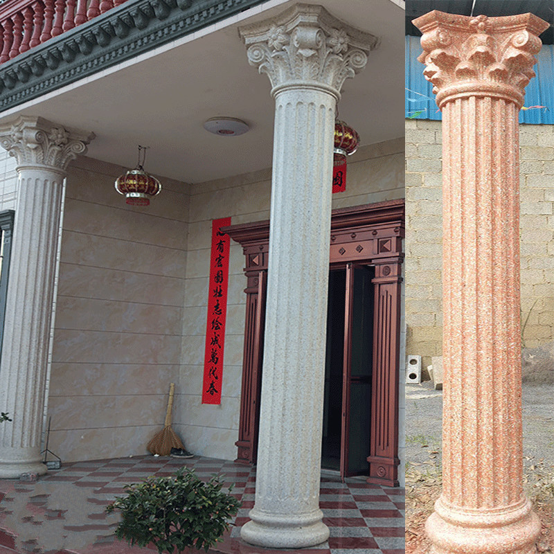 定制罗马柱模具柱脚模具底座模具圆形柱脚光板泥带花装饰户外景观装饰