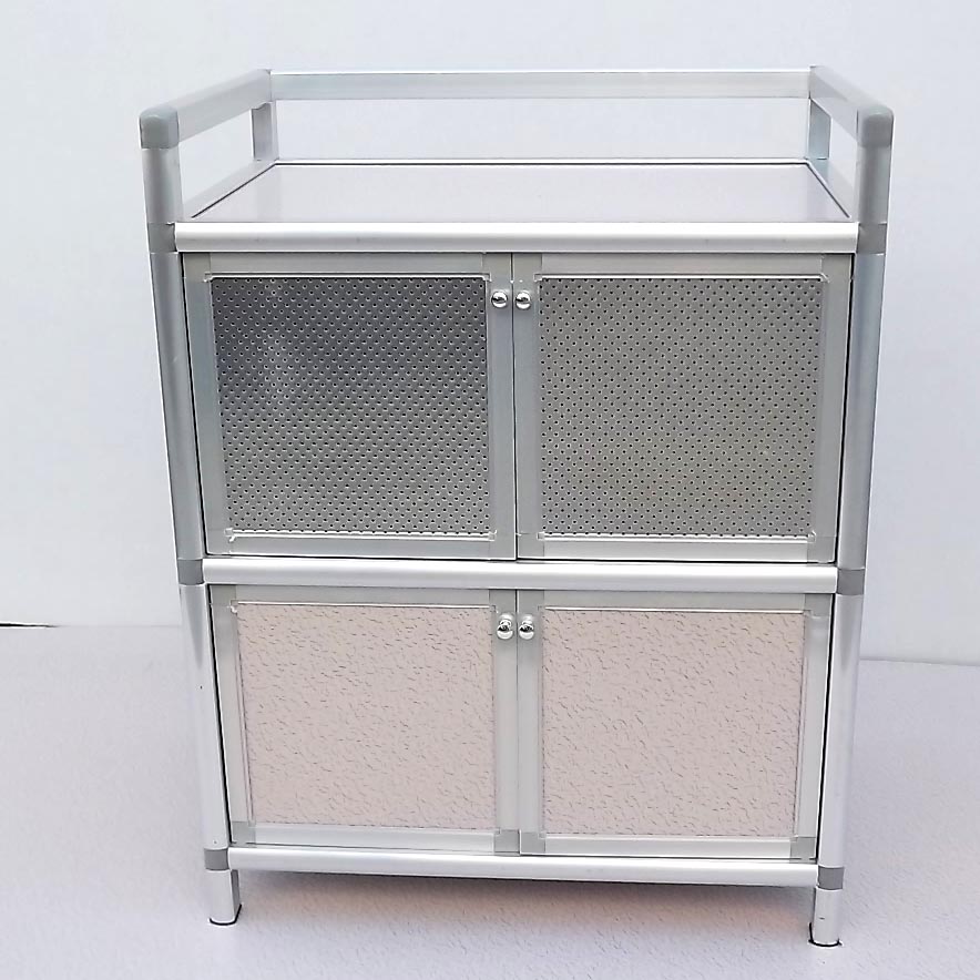 铝合金橱柜碗柜储物柜简易厨房置物柜不锈钢组合柜多层铝塑板淡紫色80