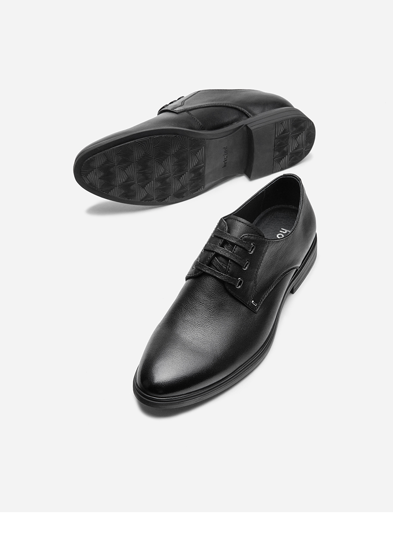 热风hotwind新款潮流男士系带休闲皮鞋低跟圆头正装鞋h43m8303