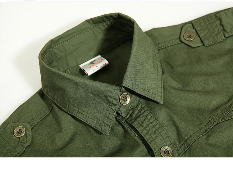 欧伦萨户外运动户外军迷衬衫男士夏季军绿色短袖纯棉透气肩章军衬衣军