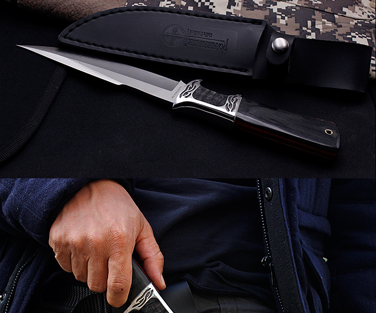 维京小刀户外战术登山刀长款野外求生军刀防身随身直刀便携水果刀