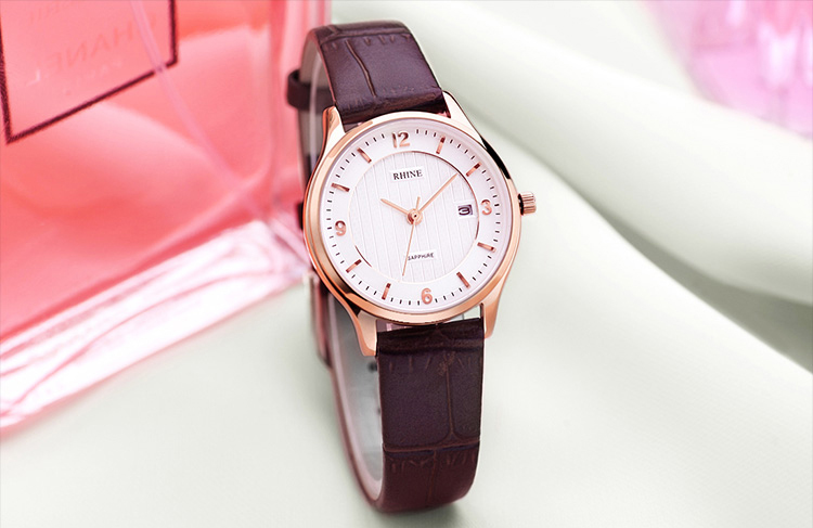 自营rhine莱茵手表皮带时尚系列超薄防水石英情侣表89121