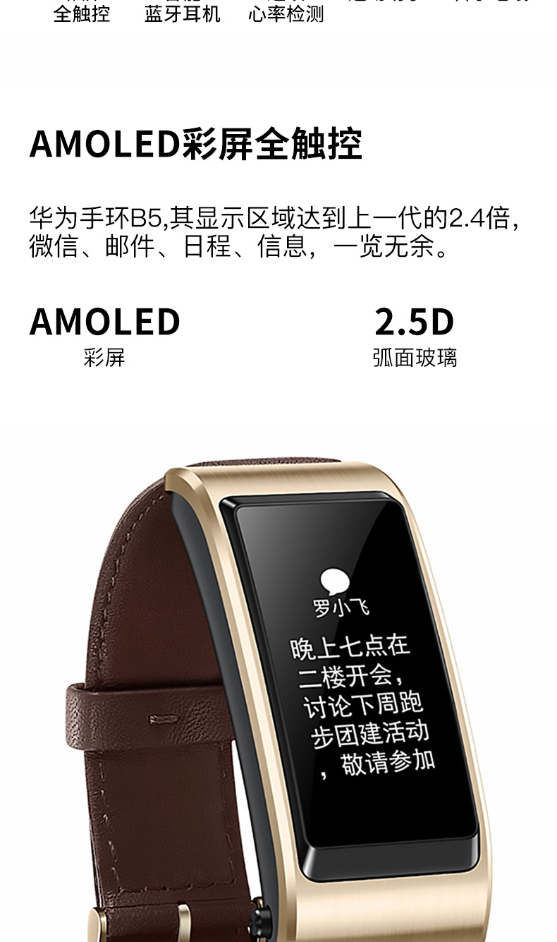 华为huaweib5手环商务版摩卡棕hq800087