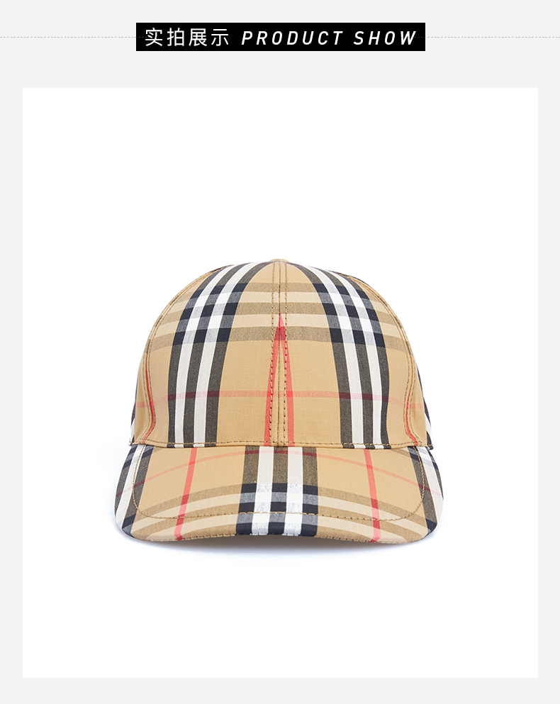 博柏利(BURBERRY)帽子[20春夏新品]BURBERRY/博柏利男士棉质格纹拼标志