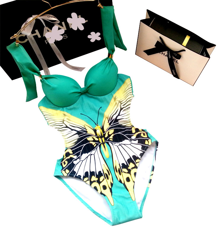 泳衣女连体性感新款蝴蝶游泳衣女小胸聚拢钢托连体显瘦泳衣温泉