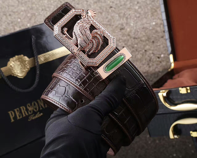 赫泽琼斯hezzjons真鳄鱼皮腰带本命年皮带生肖鸡钢扣裤腰带男士奢侈品