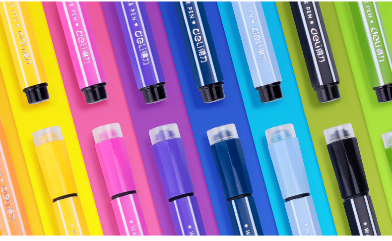 deli得力7065424色大容量印章可洗水彩笔蓝色