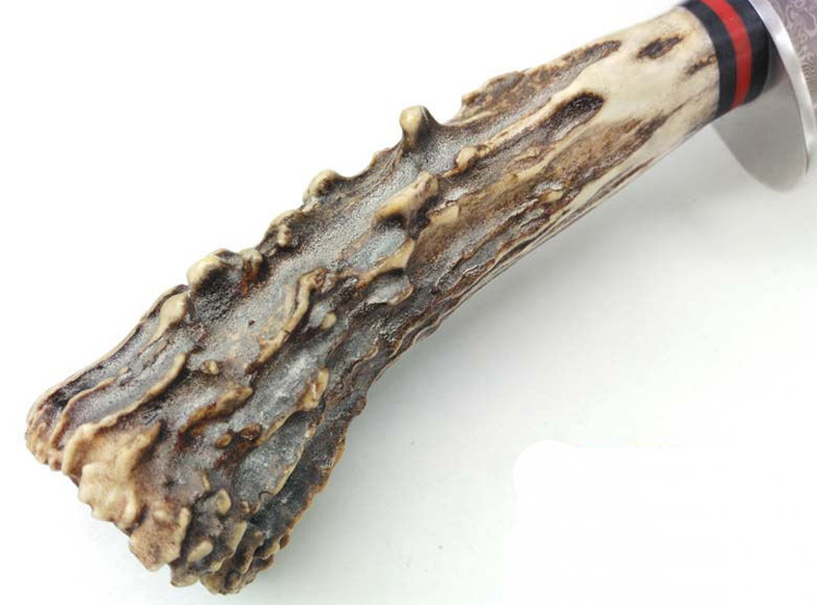 spike荒野生存大马士革小直刀羊角刀柄冒险探险野营小刀收藏礼品刀具