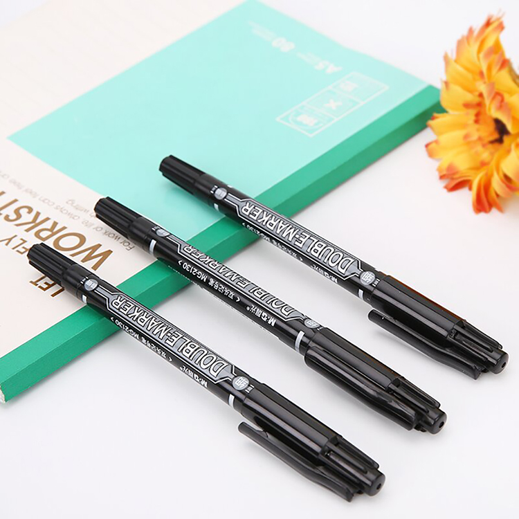 晨光mg2130油性小双头记号笔12支装双头勾线笔快递笔小头细头12支盒2