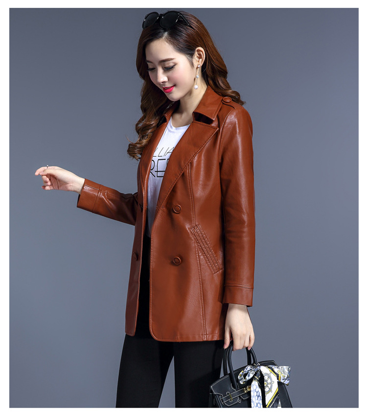 女装皮衣中长款春季皮大衣皮夹克风衣修身显瘦时尚皮外套