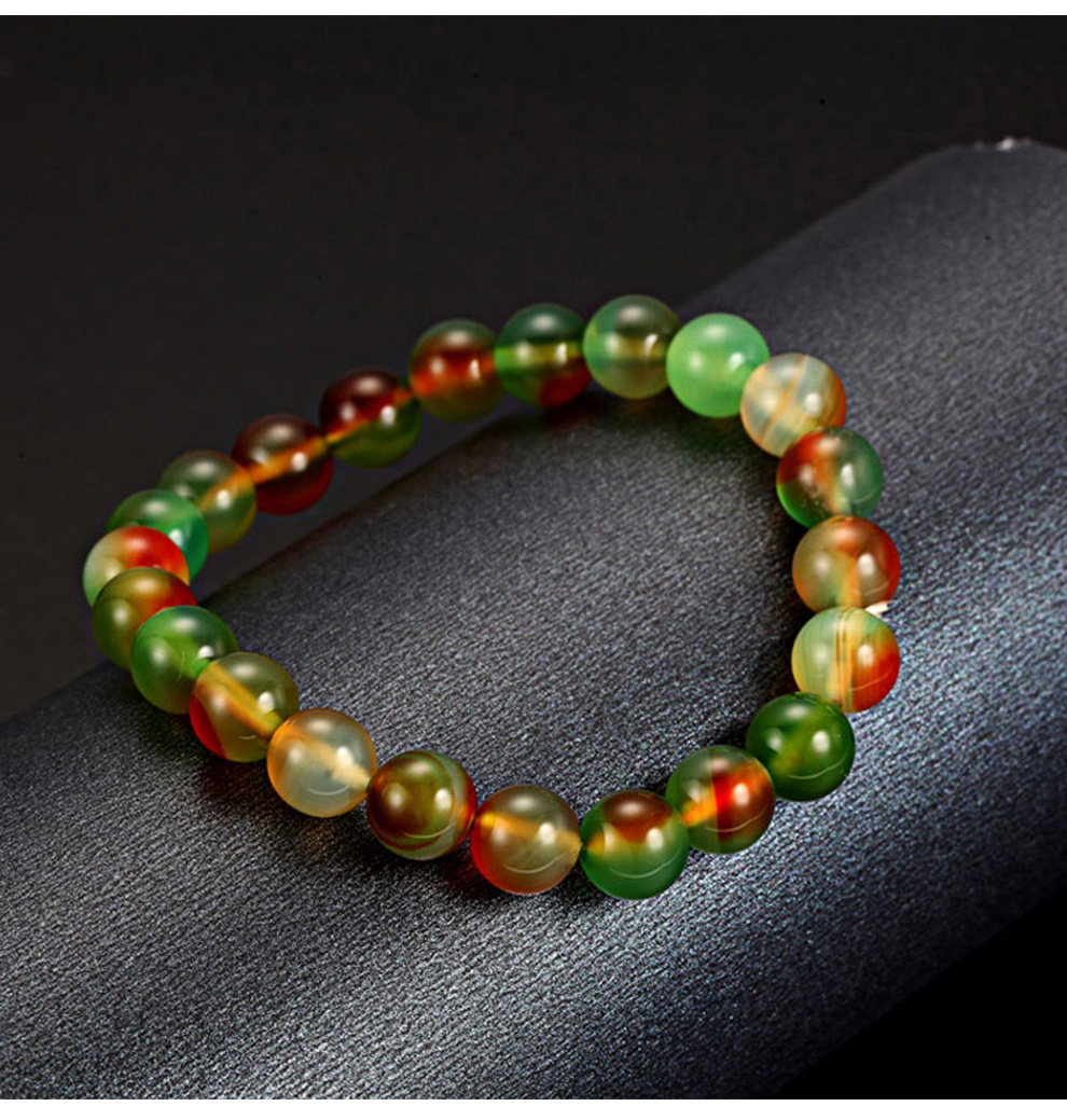 左传 七彩孔雀玛瑙单圈手串8mm 彩虹黑曜石8mm 色彩艳丽 孔雀玛瑙