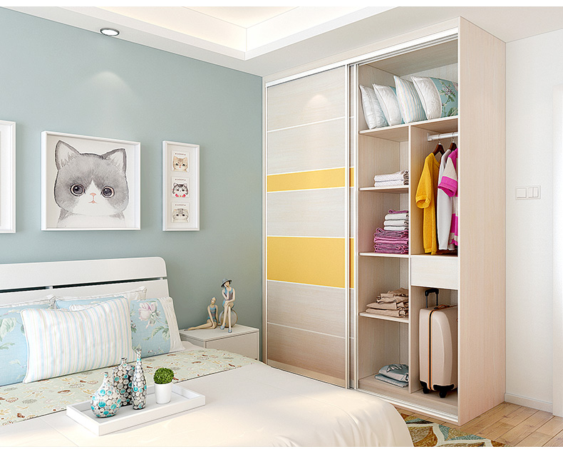 科凡衣柜简约现代 整体定制衣柜推拉门成品移门卧室家具 马卡龙(预付