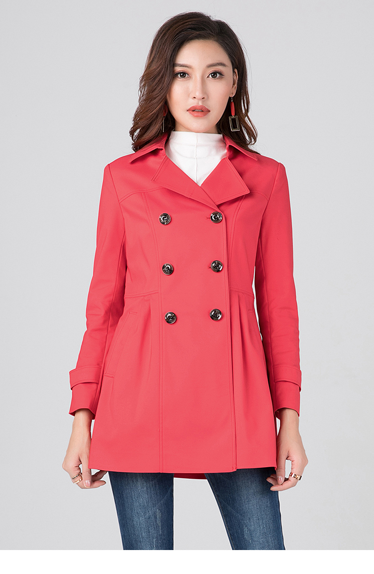 逸阳秋季西装领中长款风衣1002