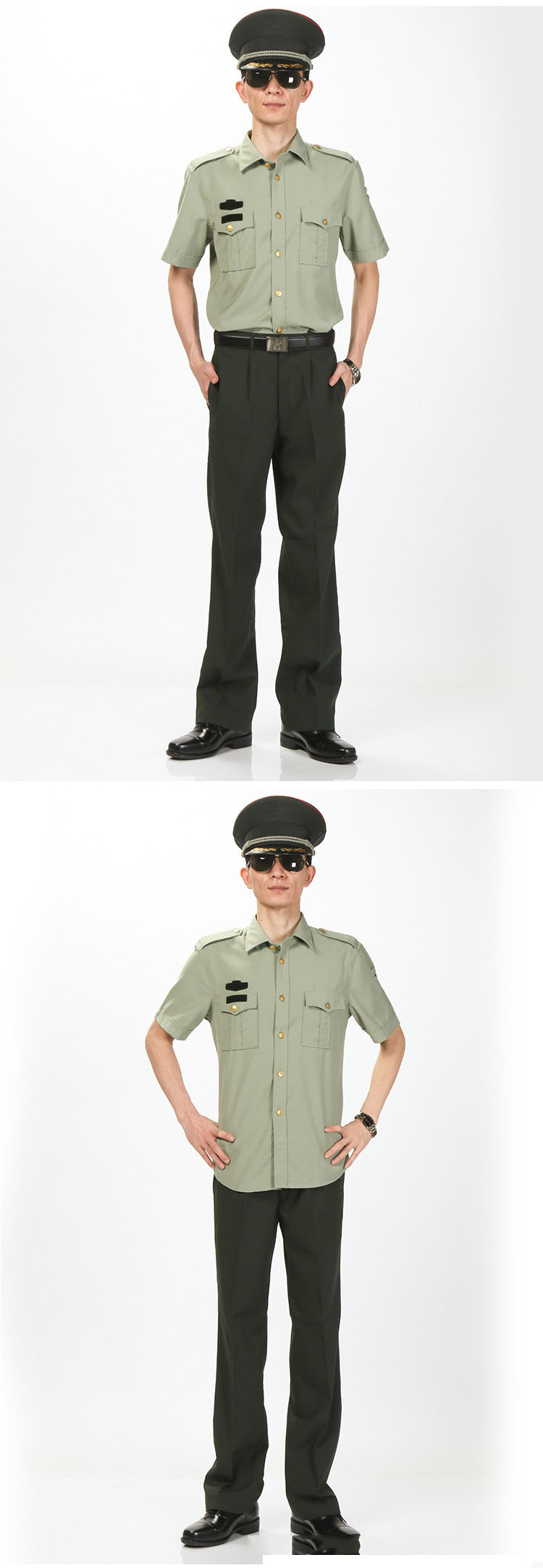 欧伦萨军绿短袖衬衣夏常服陆军迷衬衫衬衣劳保工作服保安服