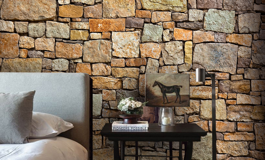 个性仿真文化石砖头砖块墙纸酒楼餐厅饭店服装店ktv吧台背景壁纸壹德