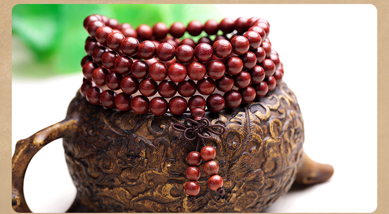 月印百川鸡血紫檀木手串男女款佛珠手链天然顺纹血檀木饰木料