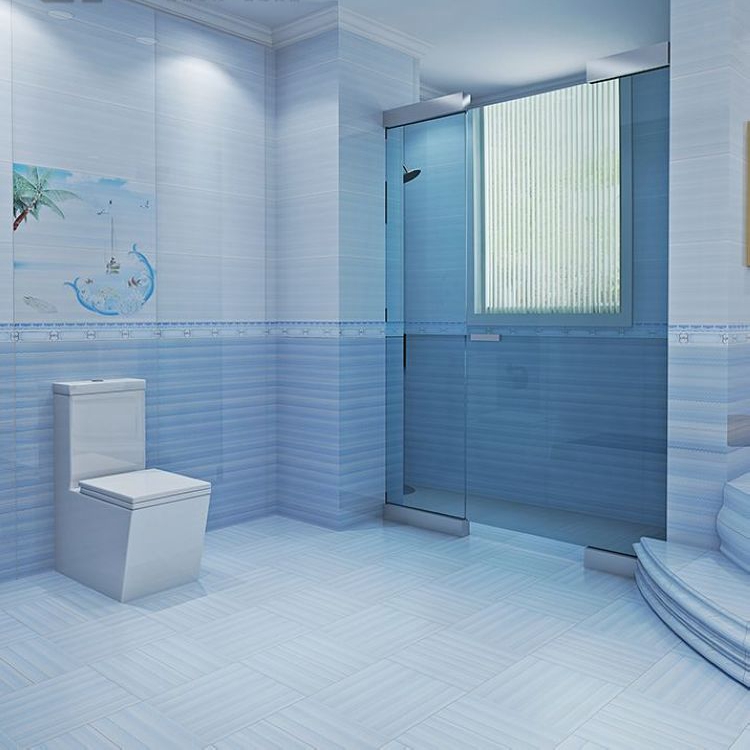 蓝色条纹釉面瓷砖300x600厨房卫生间墙砖阳台不透水瓷片防滑地砖壹德