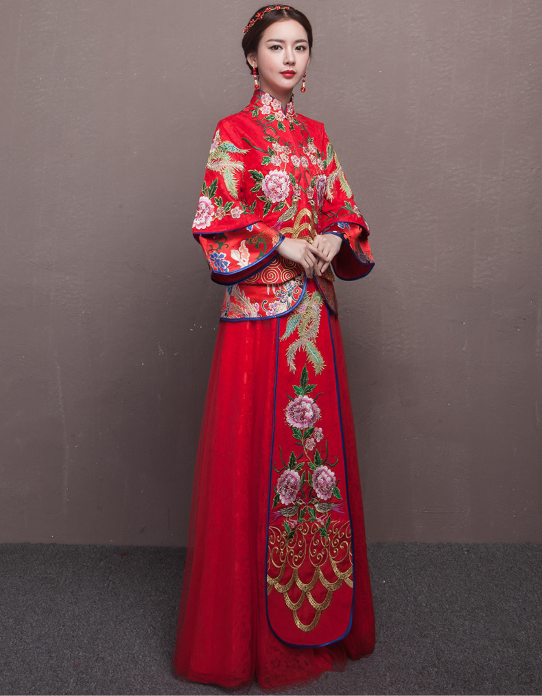 2018新款春夏秀禾服新娘结婚礼服嫁衣喜服中式结婚敬酒服龙凤褂女