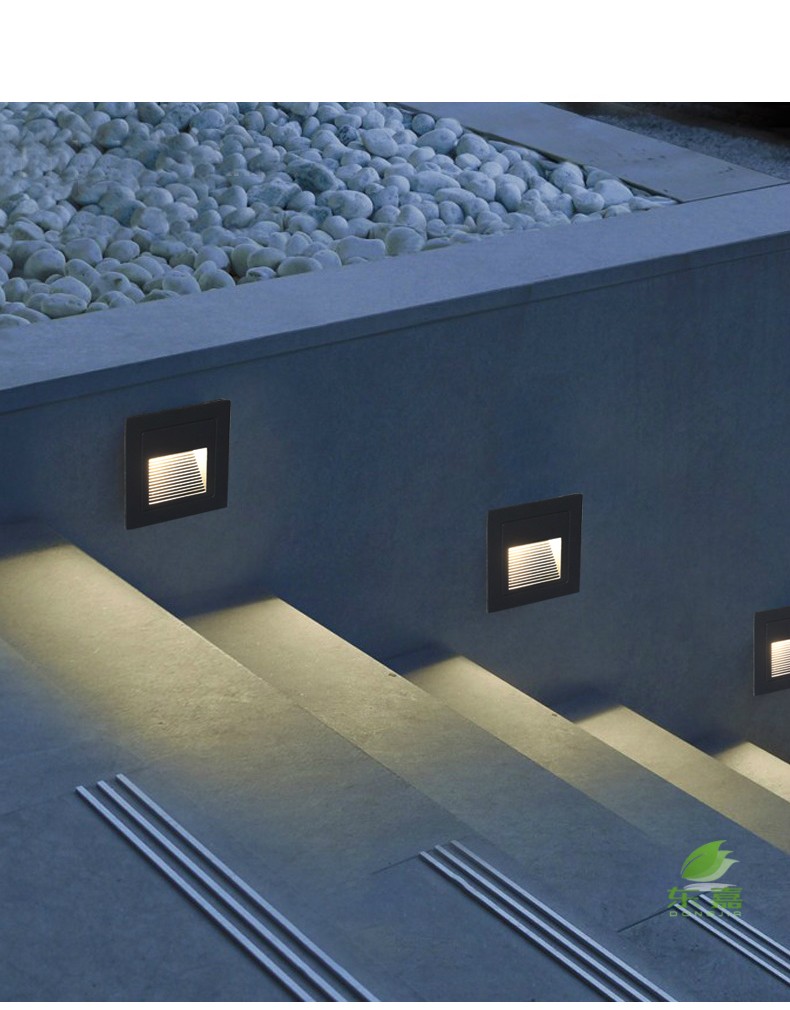 led地脚灯户外86盒嵌入式方形过道楼梯踏步灯台阶灯防墙角灯