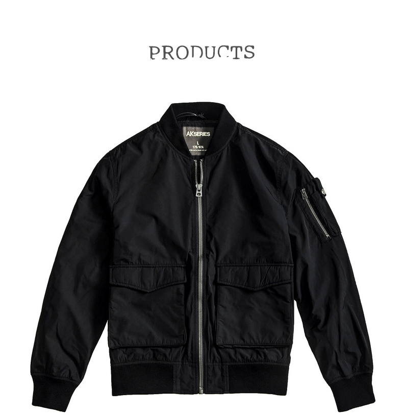 ak男装秋季新款军事复古飞行员棒球领短版男士休闲夹克外套上衣