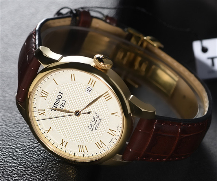 tissot天梭手表力洛克系列男士手表钢带黑盘机械男表t41148353