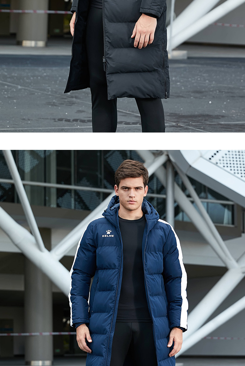 kelme卡尔美运动棉衣男女长款大衣休闲棉袄足球棉服训练外套冬